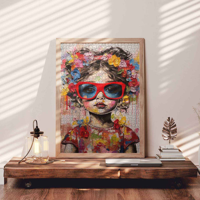 Flower Girl with Red Sunglasses Jigsaw Puzzle