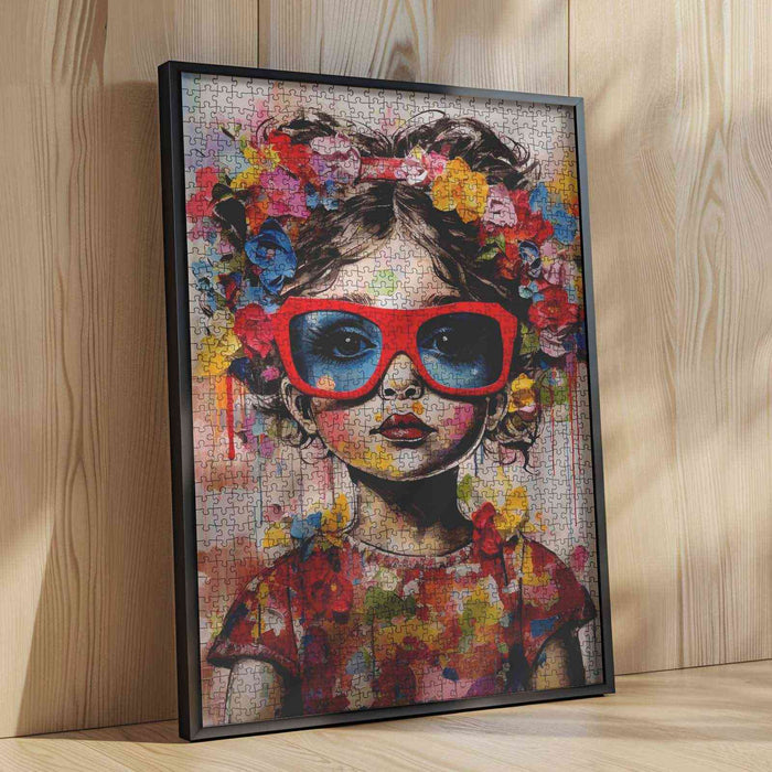Flower Girl with Red Sunglasses Jigsaw Puzzle