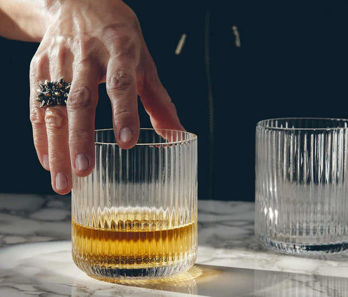 clear fluted ripple texture low tumbler glasses - lollygag