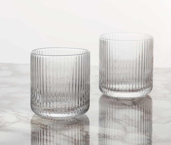 clear fluted hand-blown low tumblers - lollygag