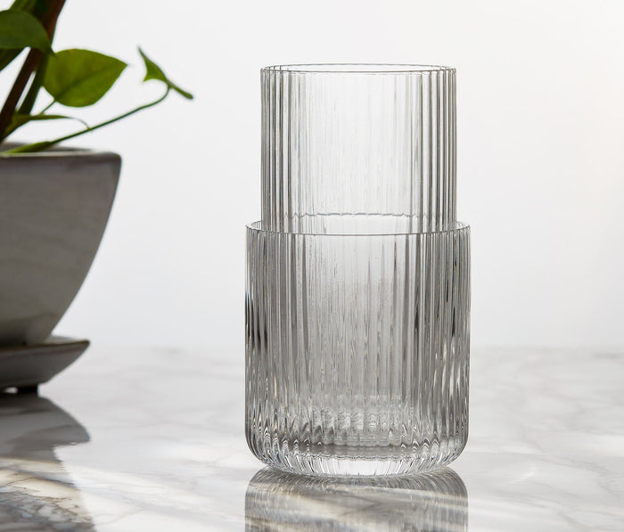 Fluted Hand Blown Tall Clear Lime Glass Set - Lollygag