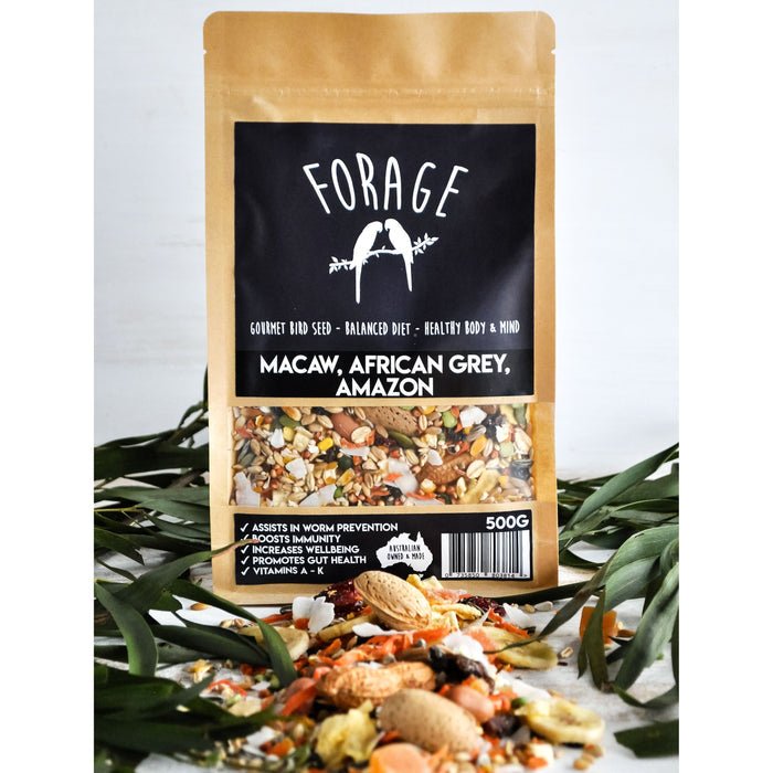 Forage Macaw African Grey and Amazon Gourmet Bird Seed 500g-Habitat Pet Supplies