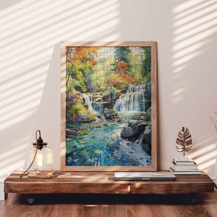 Forest Cascade Stream Jigsaw Puzzle