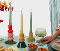 playful, art-inspired, hand-painted stoneware candle holders gift set  - Lollygag