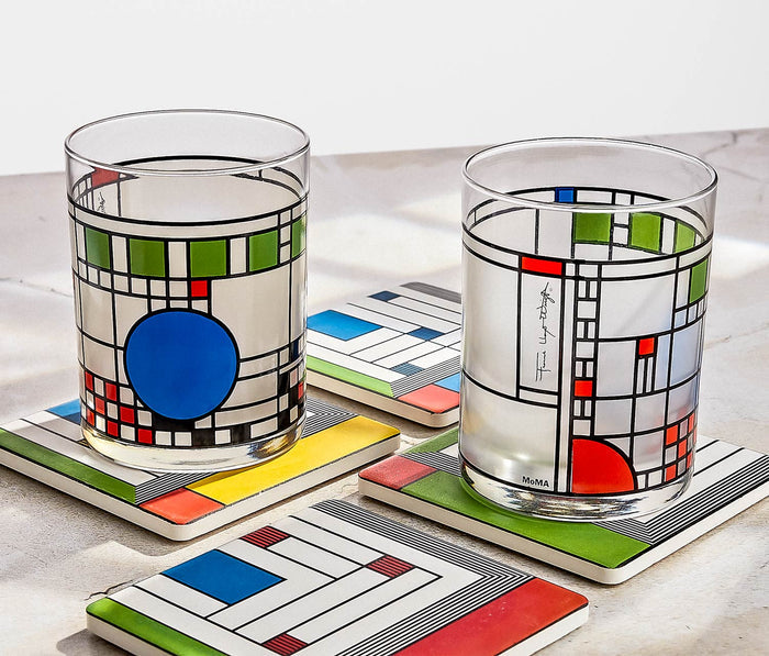 Frank Lloyd Wright Coonley Playhouse Moma glass tumbers set - lollygag