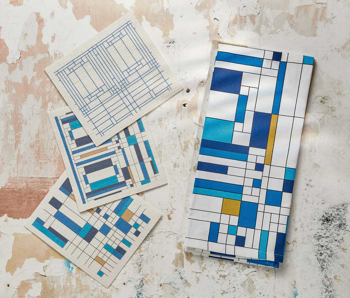 Frank Lloyd Wright Oak Park Kitchen Towel & Swedish Dishcloth Set - Lollygag.co