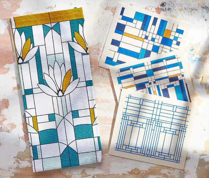 Frank Lloyd Wright waterlilies kitchen towel - lollygag