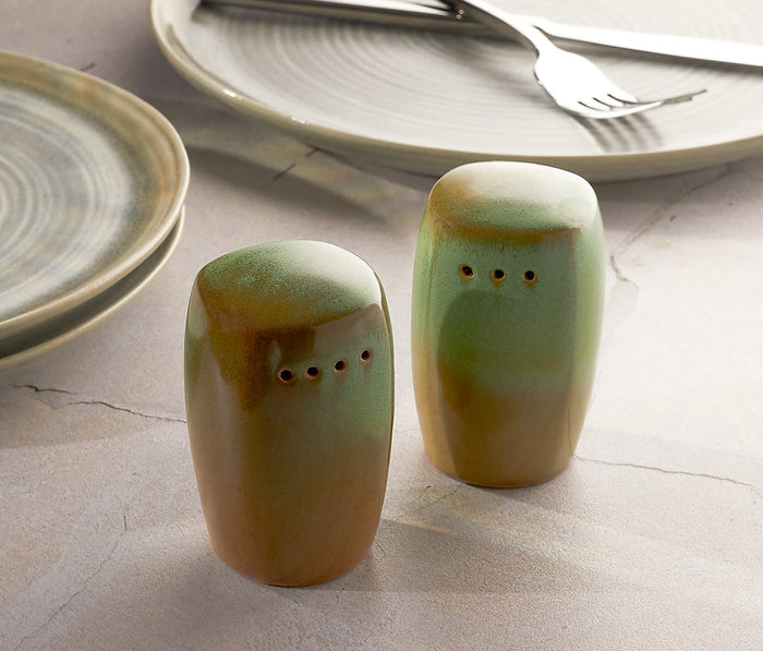 Frankoma Prairie Green Stoneware Salt and Pepper Shakers