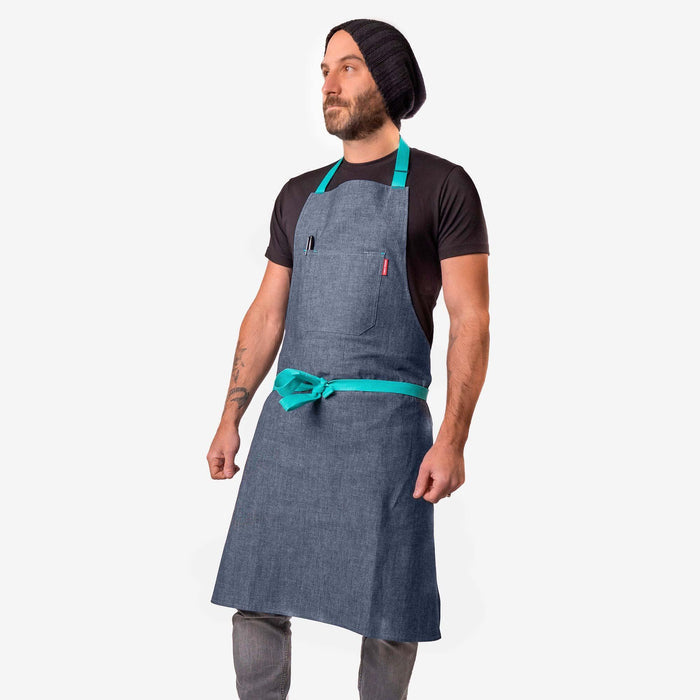 Freddy Unisex Chef Apron-Dark Denim Crosshatch