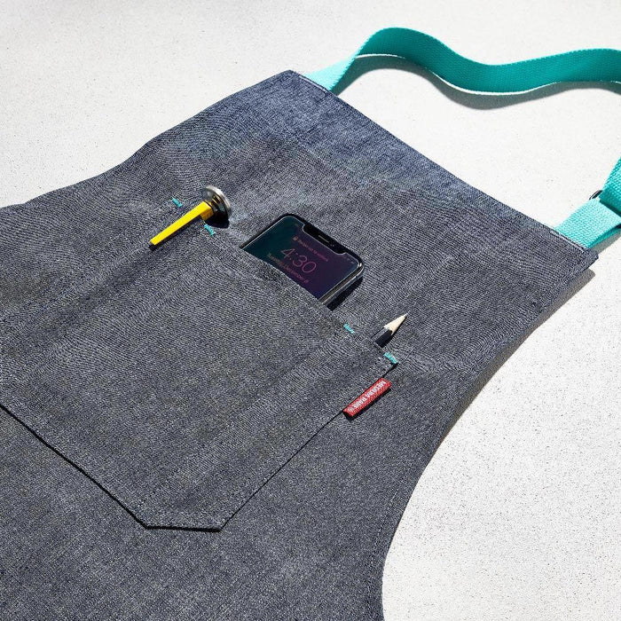 Freddy Unisex Chef Apron-Dark Denim Crosshatch