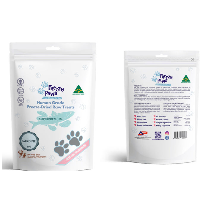 Freezy Paws Freeze Dried Whole Sardines Dog and Cat Treats 80g