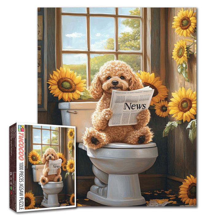 Funny Puppy Reading the News Jigsaw Puzzle