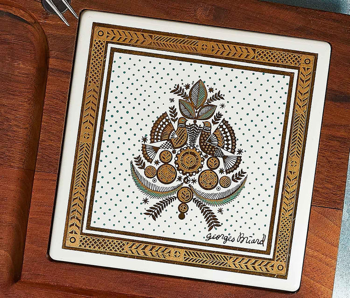 Georges Briard Peace Doves Wood & Tile Small Serving Board Set - lollygag