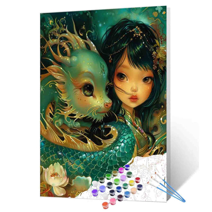 Girl and Dragon Spirit Paint by Numbers