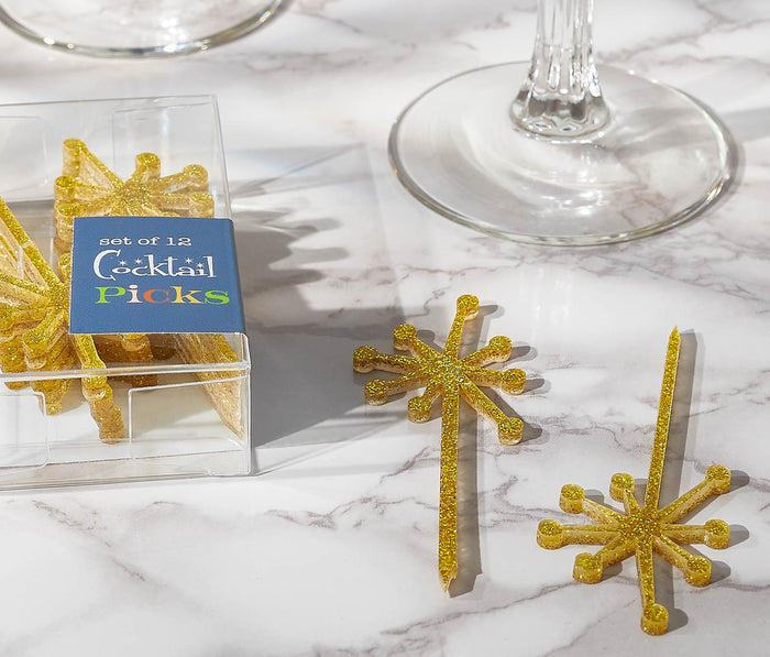 Gold Glitter Starburst Cocktail Picks - lollygag