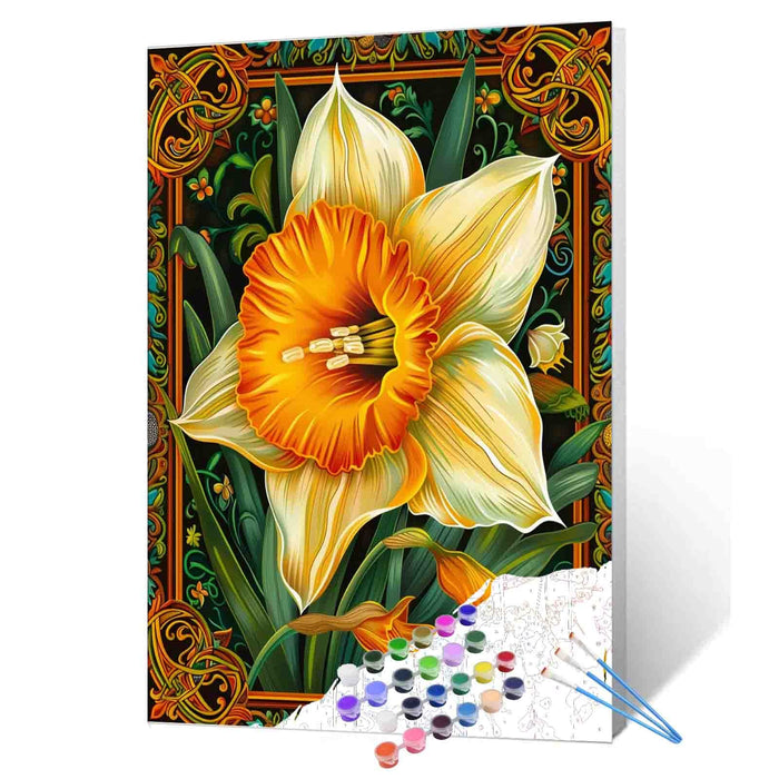 Golden Daffodil Frame Paint by Numbers