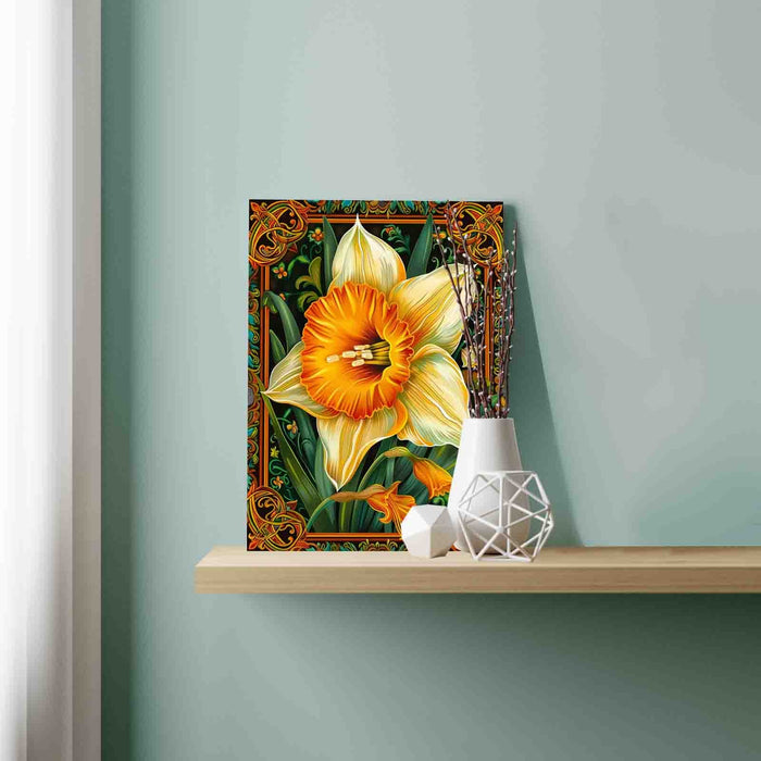 Golden Daffodil Frame Paint by Numbers