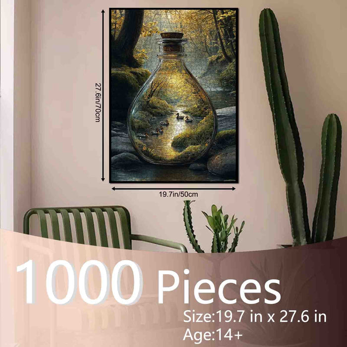 Golden Forest River Bottle Jigsaw Puzzle