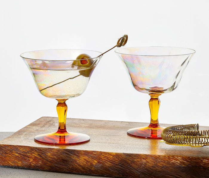 Vintage Rainbow Lustre Coupe Glasses