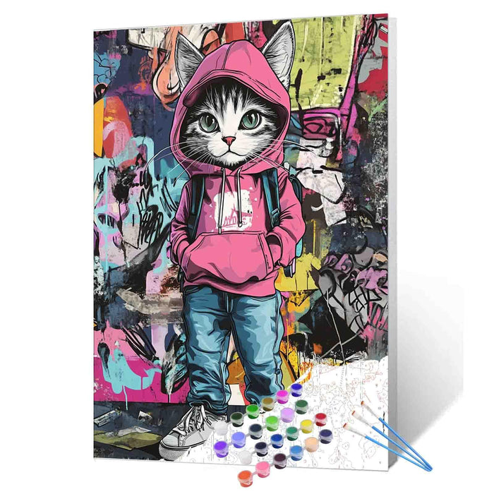 Graffiti Hoodie Cat Paint by Numbers