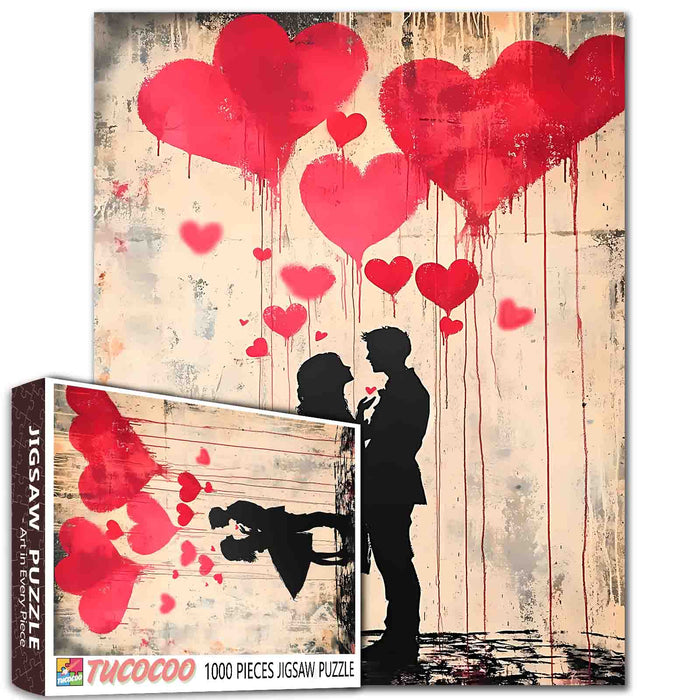 Graffiti Lovers Silhouette Jigsaw Puzzle