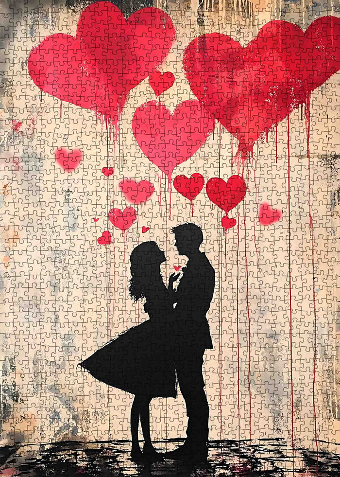 Graffiti Lovers Silhouette Jigsaw Puzzle