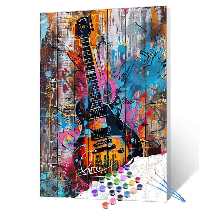 Graffiti Rock Guitar paint by numbers