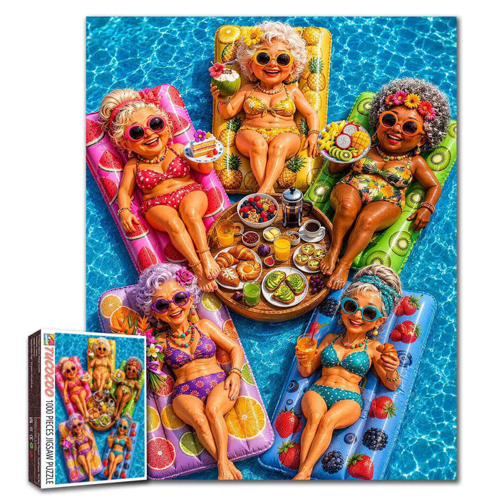 Grandmas Summer Pool Party Jigsaw Puzzle