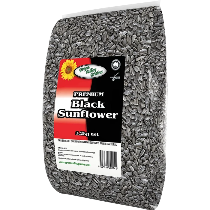 Green Valley Grains Black Sunflower Seed for Birds 3.2kg-Habitat Pet Supplies
