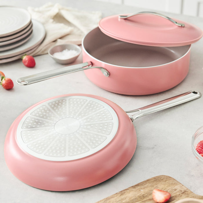GreenPan Nova Ceramic Nonstick 3 Piece Cookware Set, Coral