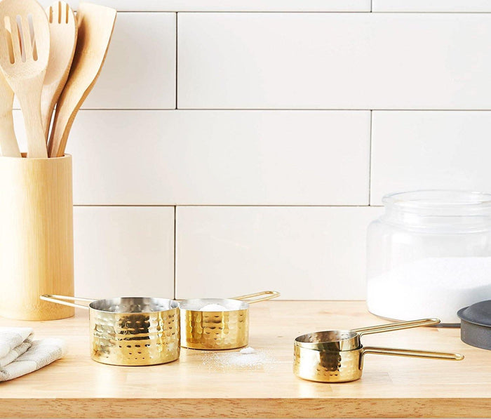 Stainless Steel Hammered Gold/silver Measuring Cups Set
