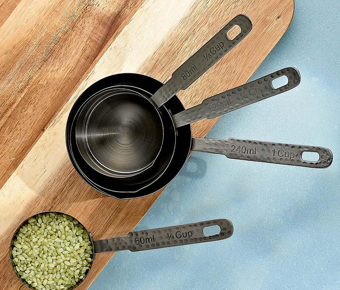 Danica Heirloom Hammered Gunmetal Steel Measuring Cups Set