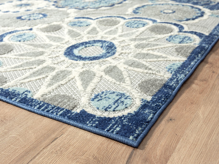 Hampton Floral Indoor/Outdoor Blue Rug