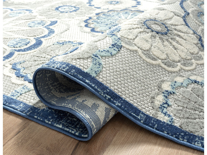 Hampton Floral Indoor/Outdoor Blue Rug