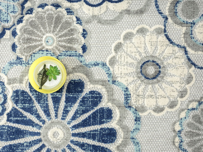 Hampton Floral Indoor/Outdoor Blue Rug