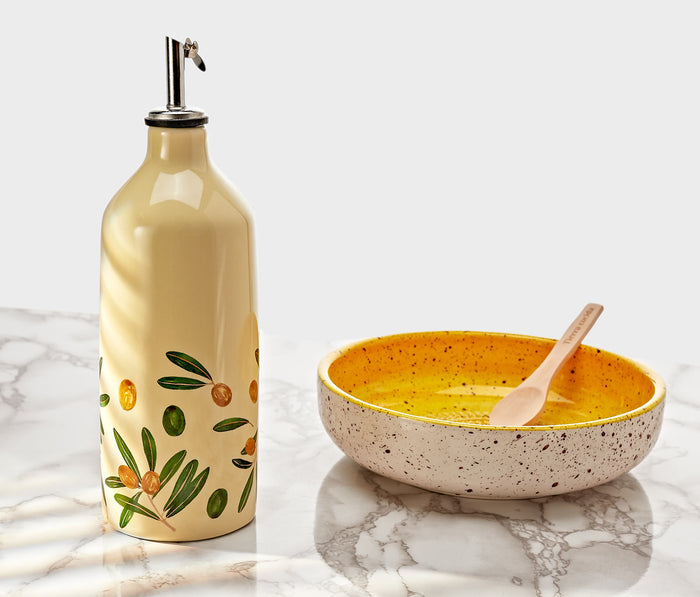🔥  Hand Painted Olive Branch Stoneware Cruet - Lollygag.co