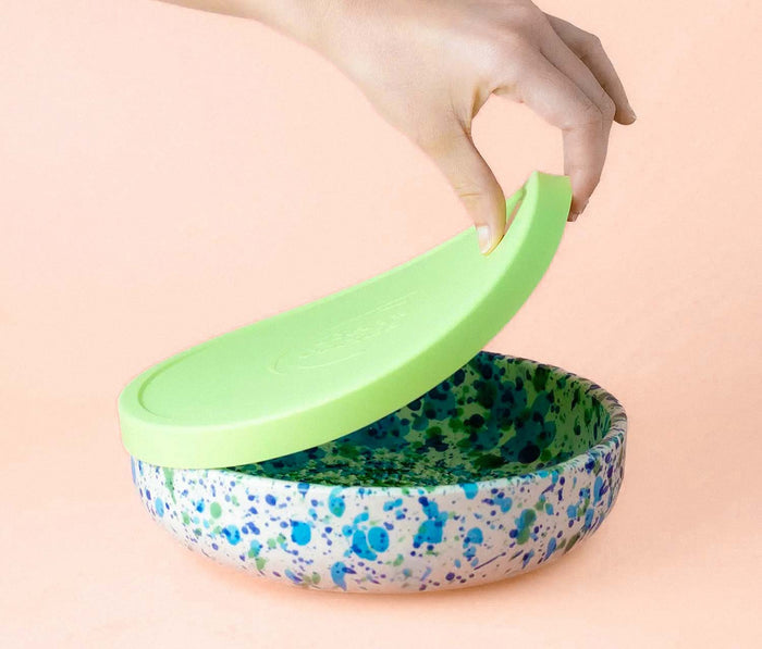 Confetti grater bowl with colorful silicone lid for food storage - Lollygag