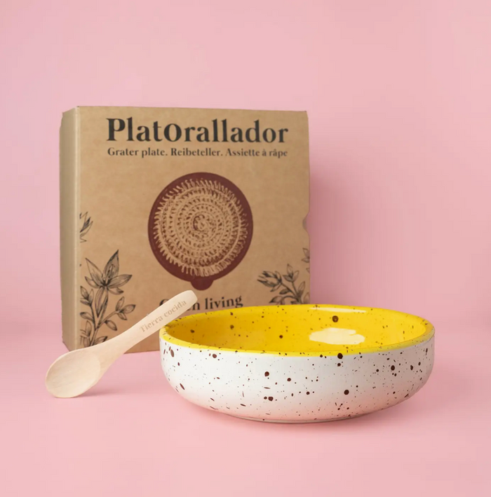 Handmade Yellow Cinnamon Large Ceramic Grate Plate/Bowl Set - Lollygag.co