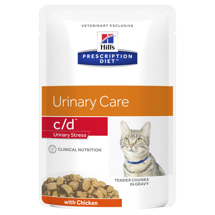 Hills Prescription Diet Cat c/d Multicare Urinary Stress Chicken Wet Food Pouches 85g x 12