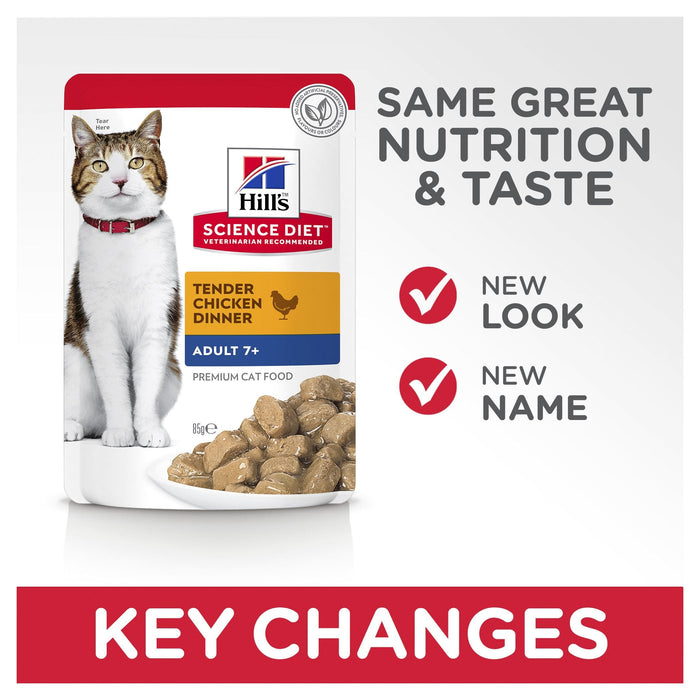 Hills Science Diet Adult 7+ Active Longevity Mature Chicken Cat Food Pouches 85g x 12
