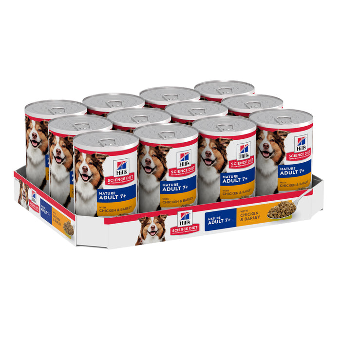 Hills Science Diet Adult 7+ Chicken and Barley Canned Dog Food 370g x 12