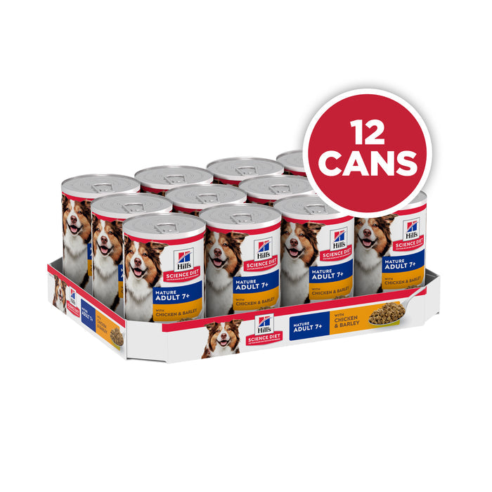 Hills Science Diet Adult 7+ Chicken and Barley Canned Dog Food 370g x 12