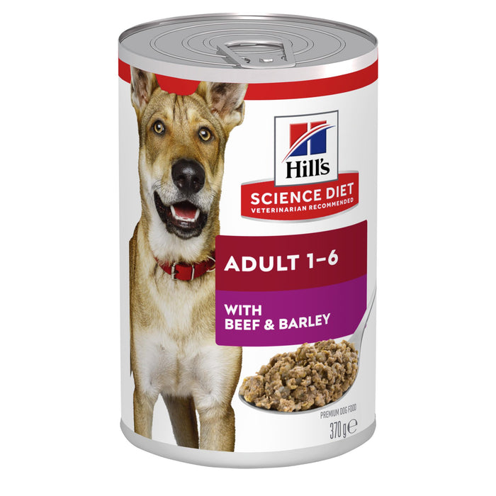 Hills Science Diet Adult Beef and Barley Canned Dog Food 363g x 12