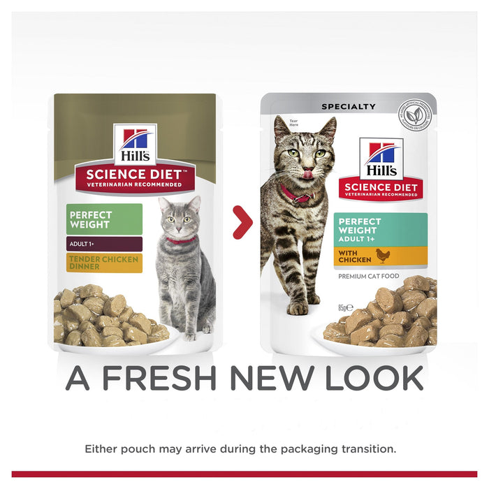 Hills Science Diet Adult Perfect Weight Chicken Cat Food Pouches 85g x 12