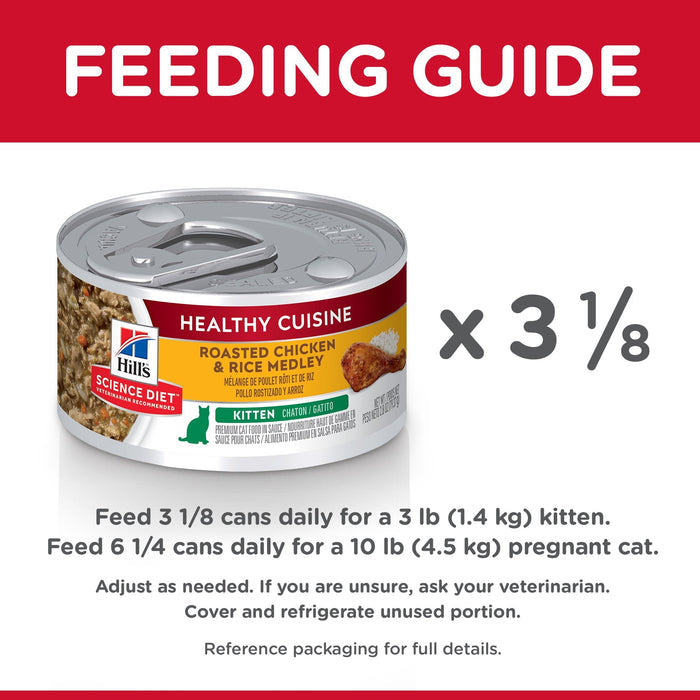 Hills Science Diet Kitten Healthy Cuisine Chicken and Rice Medley Canned Cat Food 79g x 24