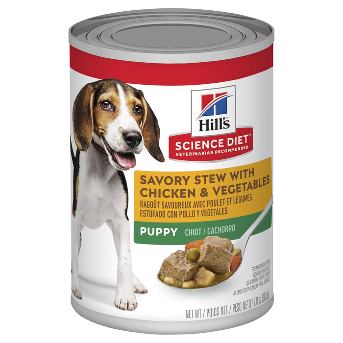 Hills Science Diet Puppy Savoury Stew Chicken and Vegetables Canned Dog Food 370g x 12