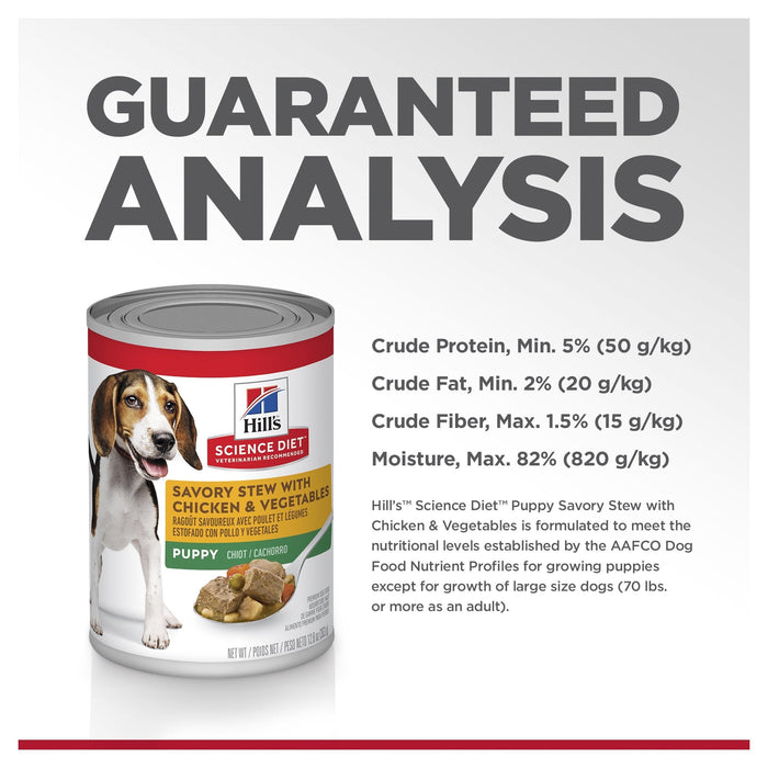Hills Science Diet Puppy Savoury Stew Chicken and Vegetables Canned Dog Food 370g x 12