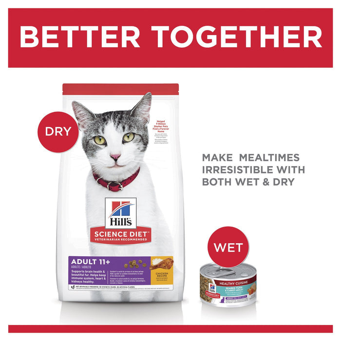 Hills Science Diet Senior Adult 11+ Dry Cat Food 1.58kg
