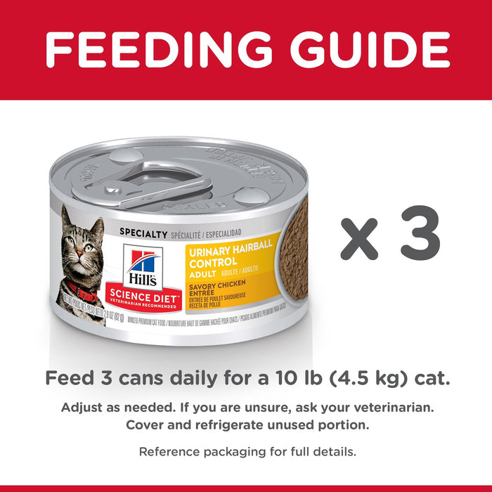 Hills Science Diet Urinary Hairball Control Adult Canned Cat Food 82g x 24