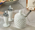 Hobnail Milk Glass Salt & Pepper Shakers and Covered Sugar set